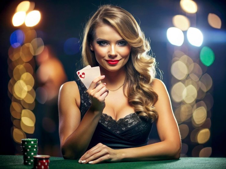 Antarmuka Speed Blackjack aneka gaming dengan dealer langsung dan kartu yang terlihat jelas